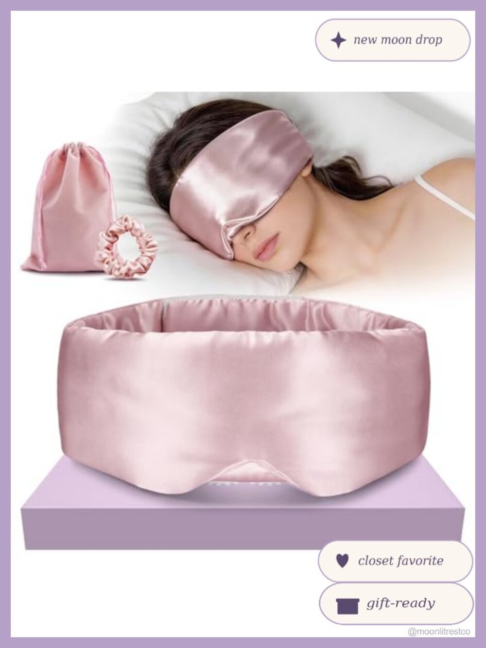 22 Momme Mulberry Silk Sleep Eye Mask & Hairband Set Adjustable Light Blocking